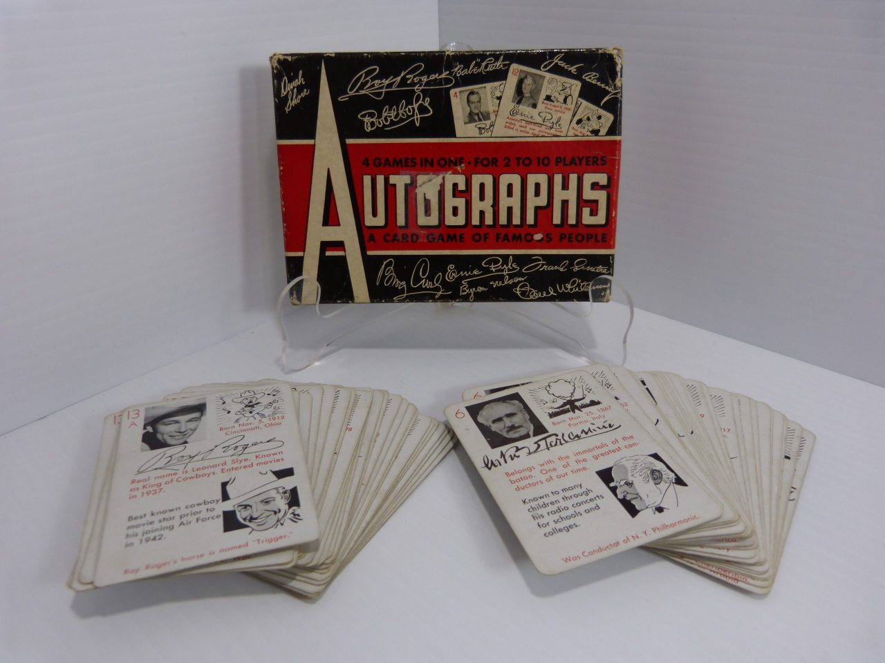 autographs, a vintage card game of famous people, 1945 kiwanis marketplace autographs, a vintage card
