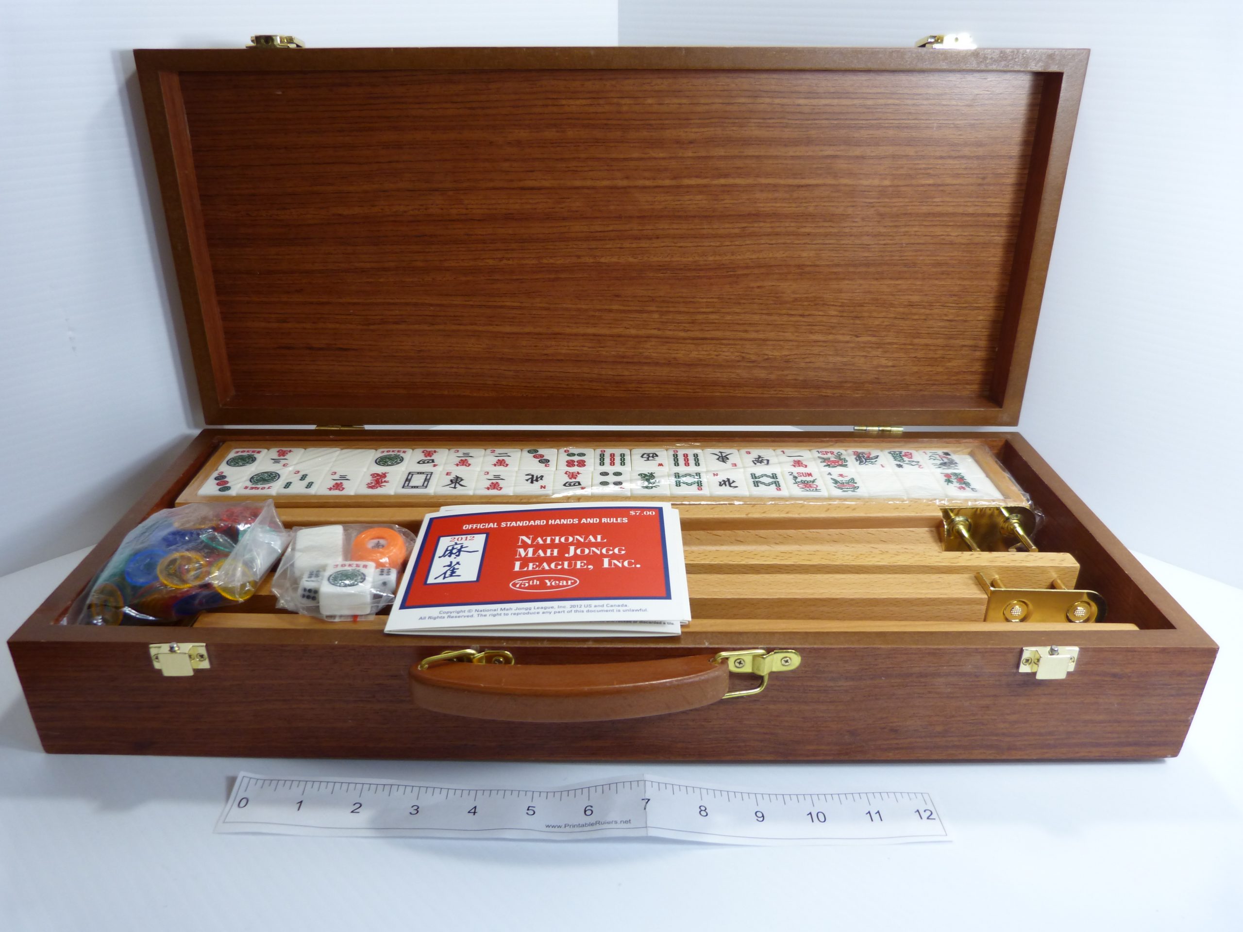 American Mahjong Set with 4 Wooden Racks + Wooden Case Kiwanis