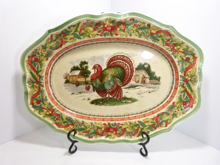 Villeory & Boch Christmas/Thanksgiving Turkey Platter Festive Memories 17”