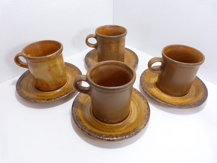 McCoy Pottery Brown Canyon Mesa Cup Saucer Set of 4 1412 USA