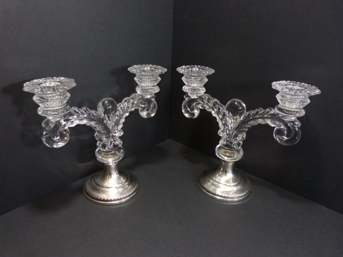 Cambridge Martha Weighted Sterling Silver 465 Candle Stick Crystal Glass