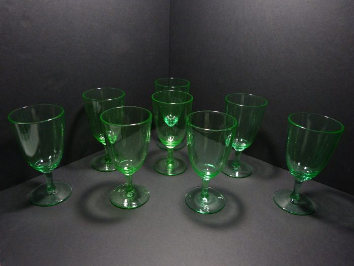 Goblets Set of 8 Uranium Glass 6 1/8" Tall