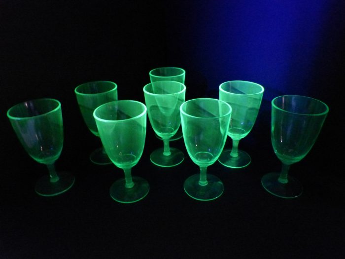 Goblets Set of 8 Uranium Glass 6 1/8" Tall