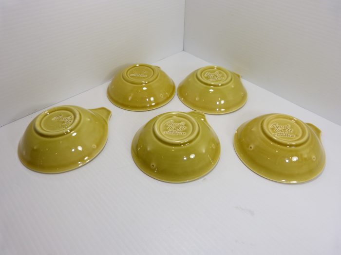 Russel Wright By Steubenville American Modern Chartreuse Lugged Fruit/Dessert Bowls 6 1/8" Set of 5