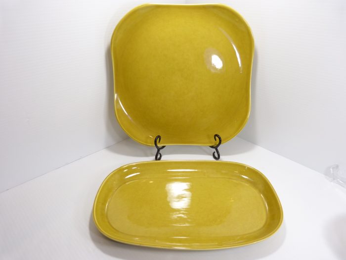 Russel Wright By Steubenville American Modern Chartreuse Square & Oval Serving Platters