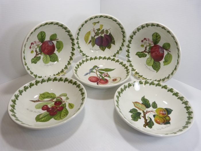 Portmeirion Pomona Set Of 6 Pasta Bowls 8 ½” With Border (Orange Back