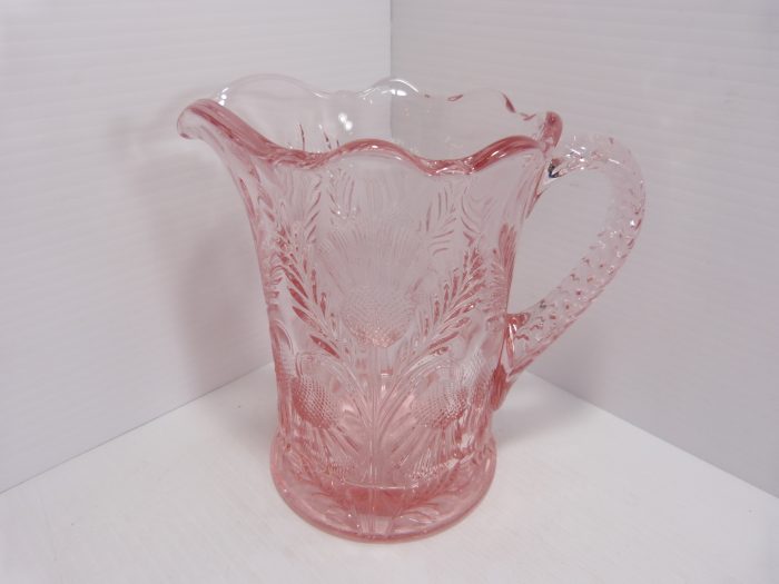 Mosser Pink Pitcher Set Inverted Rose Thistle 7 Glasses