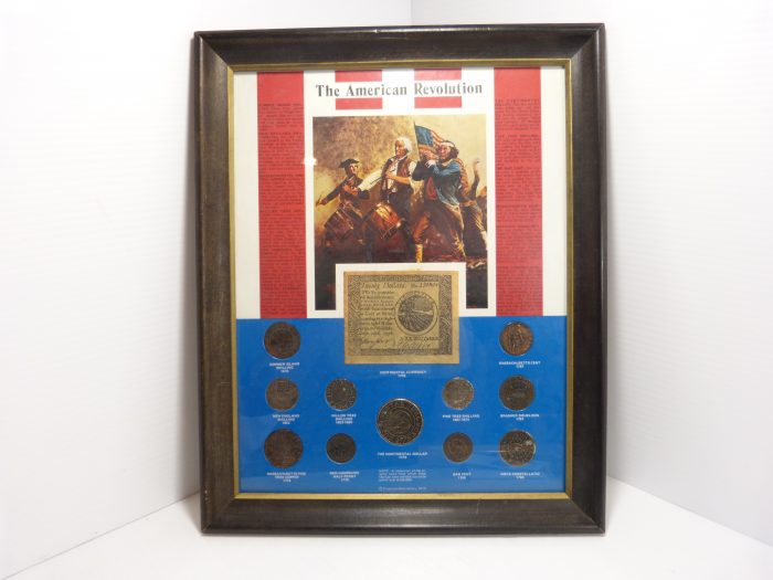 American Revolution Replica Coin & Note Set Framed 15" 1/2 x 12" ½