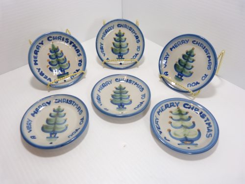 MA Hadley Pottery A Very Merry Christmas Coaster/Small Plate Set of 6 - 4 1/4"