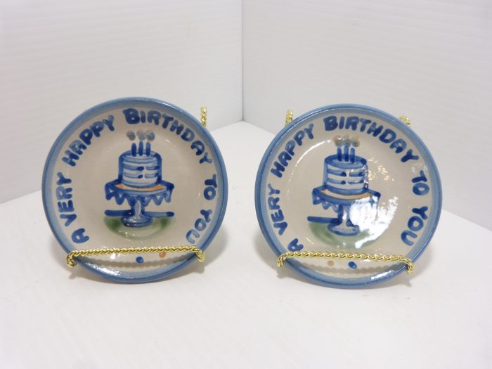 MA Hadley Pottery A Very Happy Birthday Coaster/Small Plate Set of 2 - 4 1/4"
