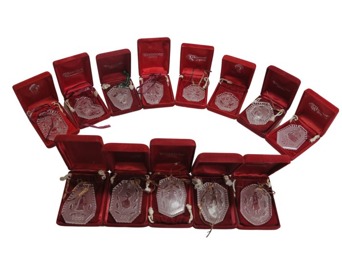 Waterford Crystal 12 Days of Christmas Ornaments Set Of 12 + 1