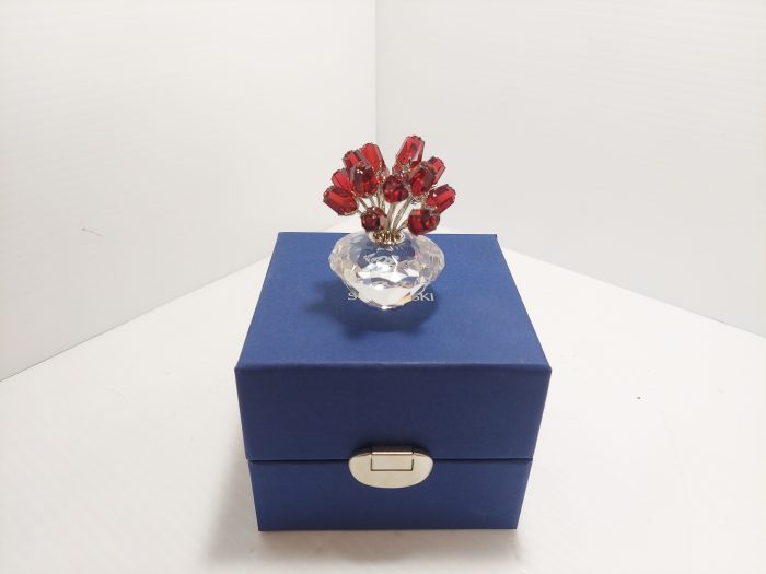 Swarovski Crystal Vase Of Red Roses 2 ½” #283394 Boxed + COA