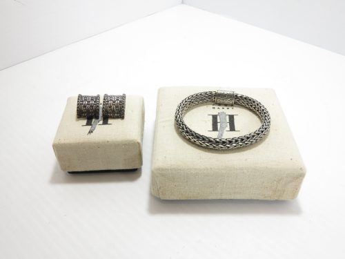 John Hardy Classic Chain Bracelet 7 1/2" + Clip On Earrings Sterling - Boxed